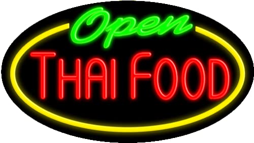 Thai Food Open Glass Neon Sign #14406 - Handcrafted in USA - Perfect for Restaurants, Bars, and Home Decor