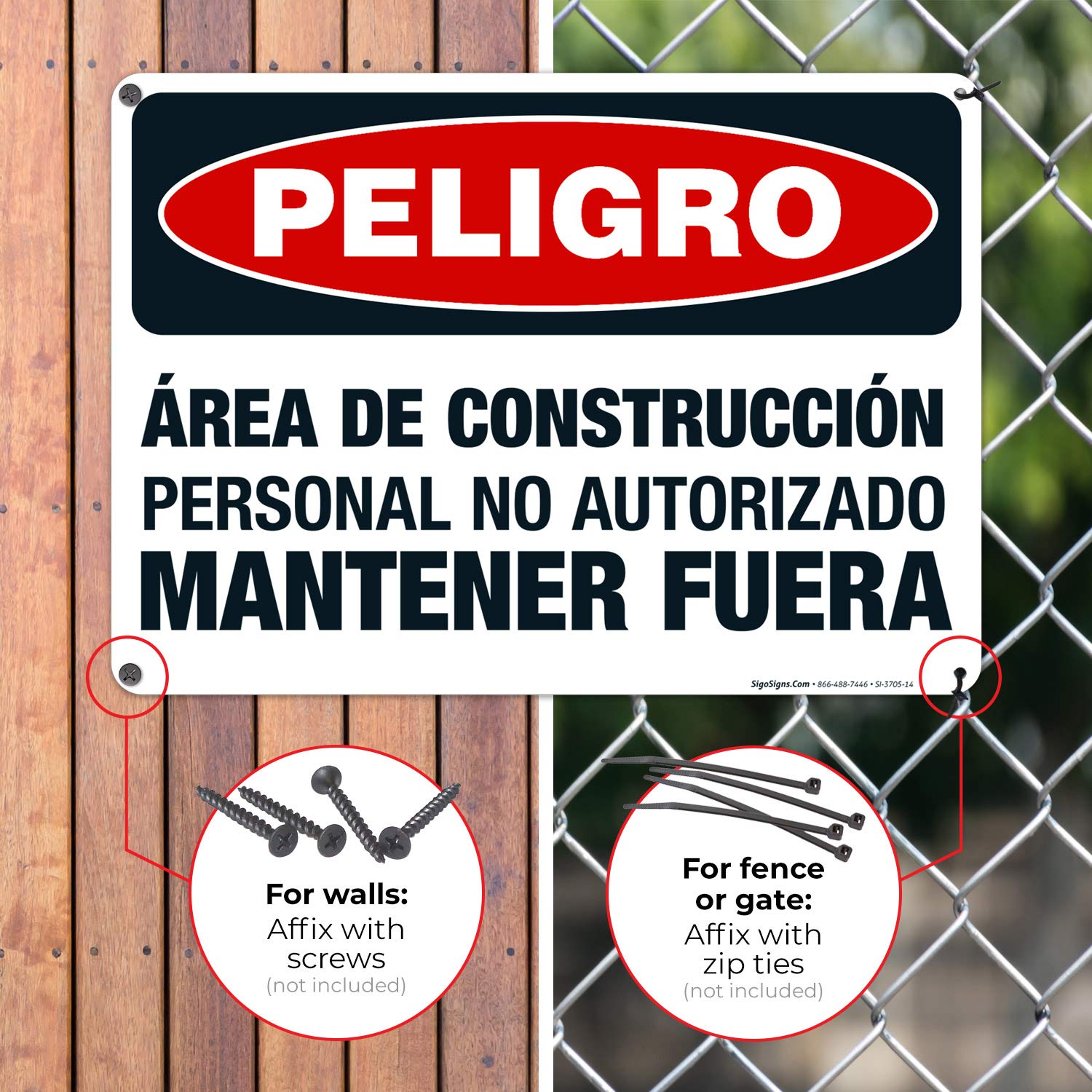 OSHA Danger Sign - Construction Area Unauthorized Personnel Keep Out Bilingual Sign (English/Spanish) | 10x14 Inch Rust-Free .040 Aluminum | Fade-Resistant for Indoor & Outdoor Use | Made in USA | Ideal for Construction Sites, Warehouses & Restricted Areas