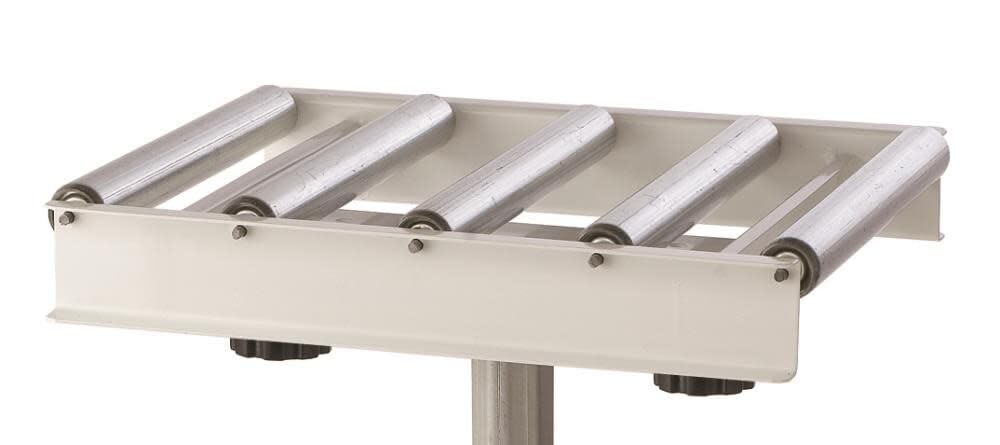 Heavy Duty Adjustable Roller Table Stand HTC HRT-10 - 5 Ball Bearing Rollers Conveyor Feed Stand, White - Perfect for Workshop, Warehouse & Industrial Material Handling