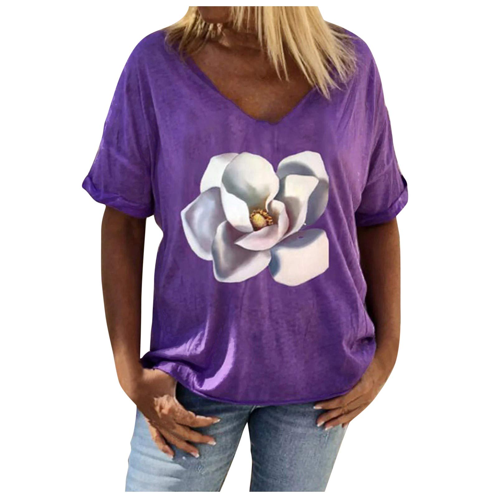Women's Summer T-Shirts - Cute Casual Short Sleeve Blouse, Plain Fashion Tunic Tops for Women | Perfect for Beach Outings, Summer Vacations & Everyday Wear