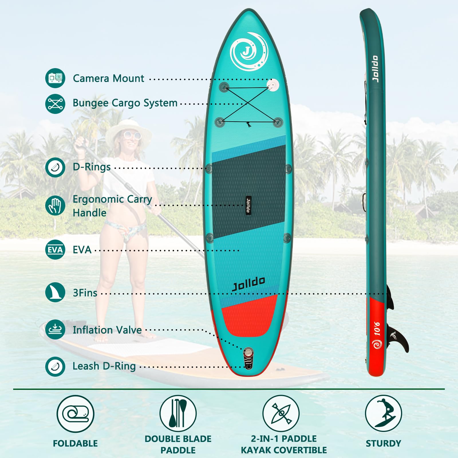 Premium Inflatable Stand Up Paddle Board SUP Kit for Adults - Includes Adjustable Paddle, Backpack & Pump | Perfect for Yoga, Fishing & Ocean Adventures
