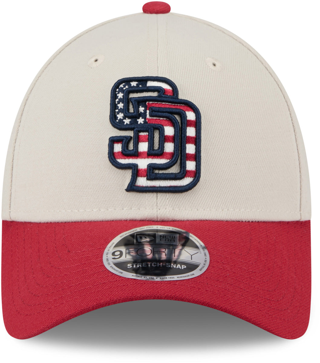 San Diego Padres New Era 9Forty MLB 2024 July 4th Team Baseball Cap - Adjustable Snapback Hat for Men & Women - Perfect for Baseball Games, Fourth of July Celebrations & Casual Wear