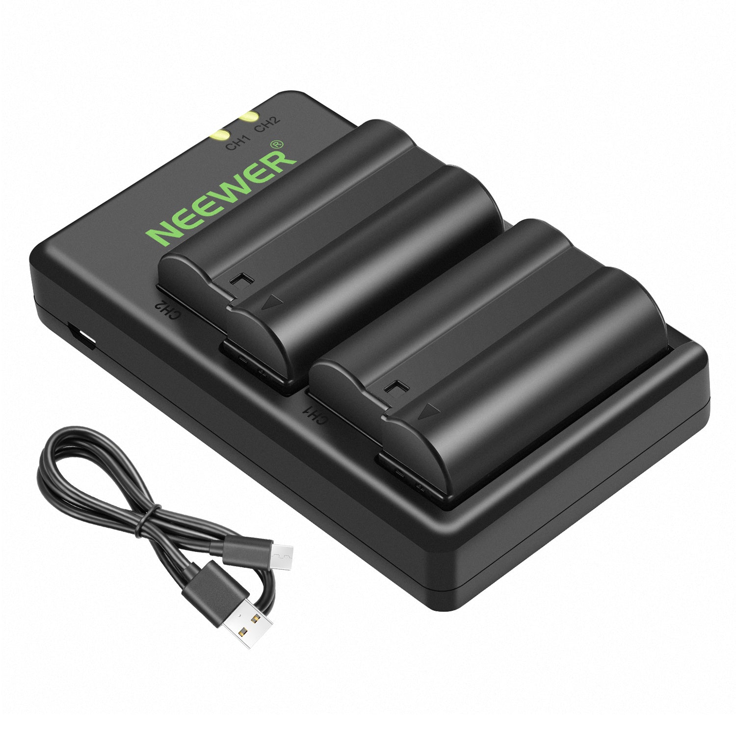 NEEWER 2-Pack EN-EL15 Battery Charger Set for Nikon DSLR Cameras - Fast Charging with LED Indicator for D850 D750 D810 D800 D610 D600 D500 D7200 D7100 D7000 (Perfect for Travel & Professional Photography)