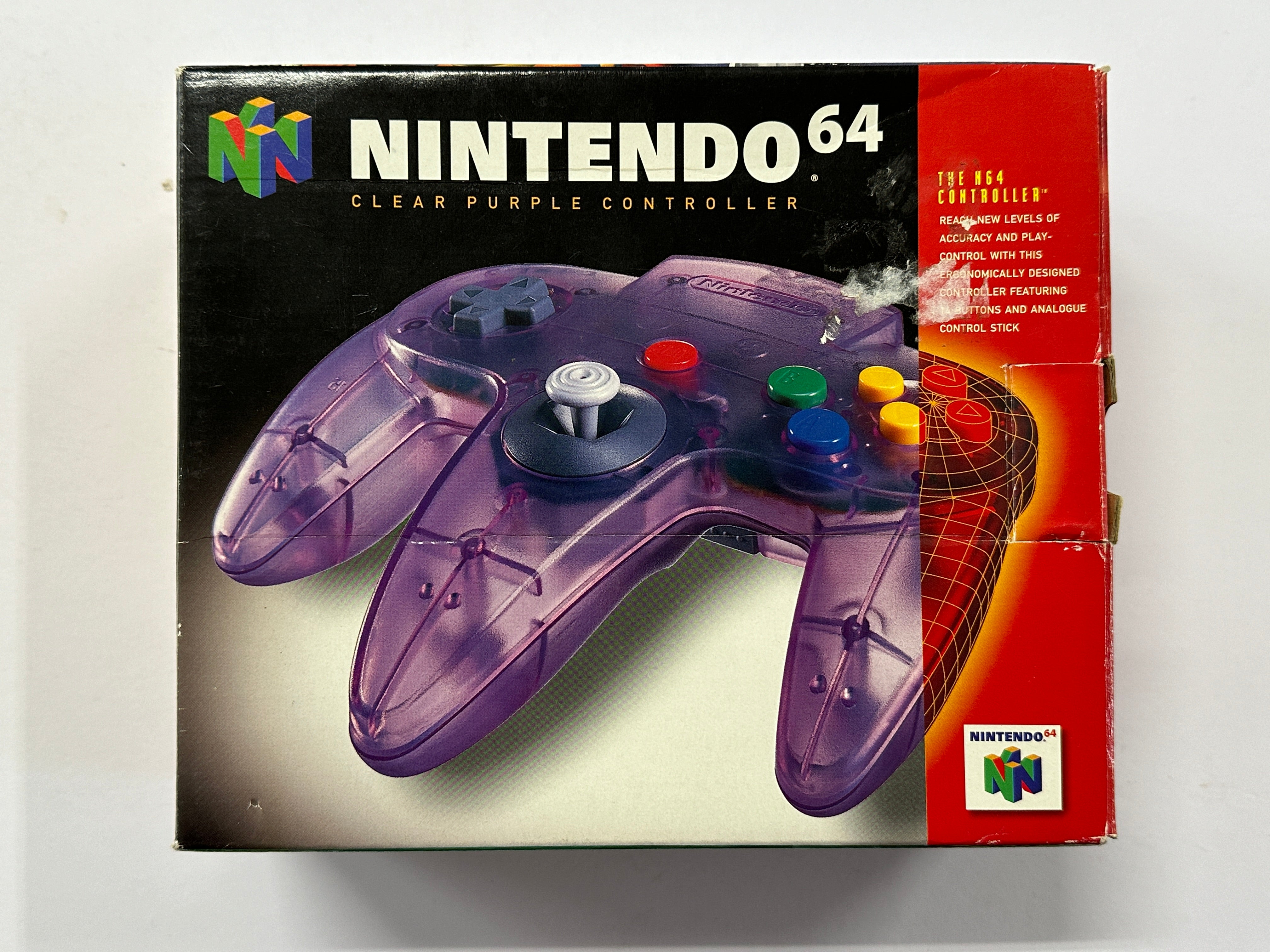 Original Atomic Clear Purple Nintendo 64 Controller - Authentic N64 Gamepad with Original Box - Perfect for Retro Gaming & Collectors - Ideal for Nintendo 64 Consoles & Classic Gaming Sessions
