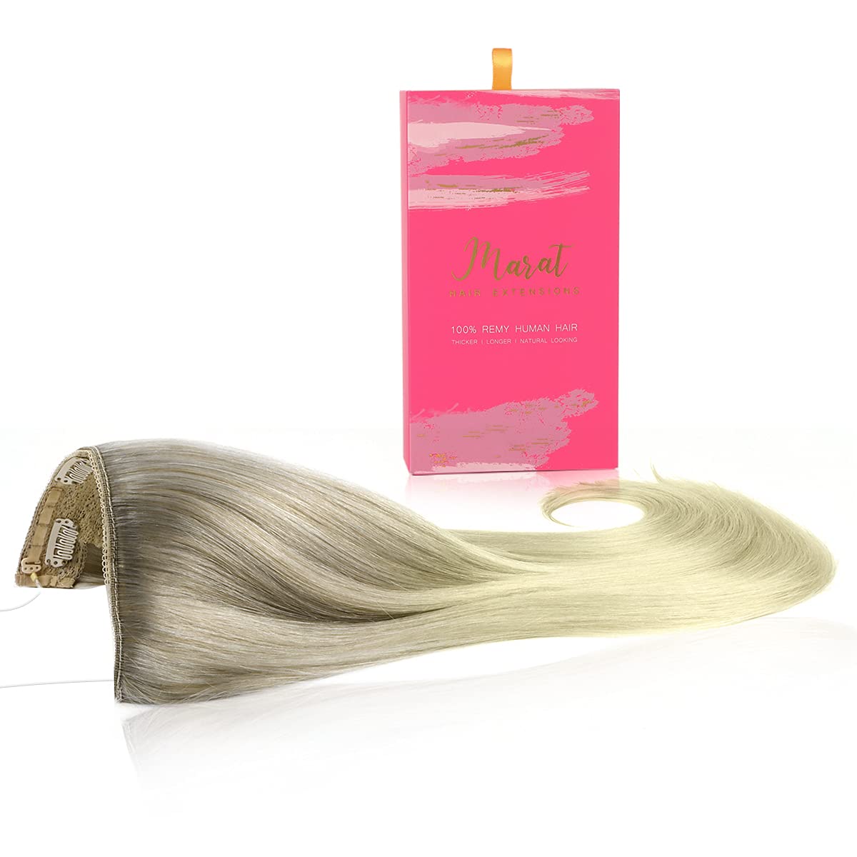 Marat 12 Inch 70g Remy Human Hair Extensions - Ash Blonde, Golden Blonde & Platinum Blonde Wire Hair Extensions with Invisible Fish Line | Natural Look for Daily Wear, Parties & Special Occasions