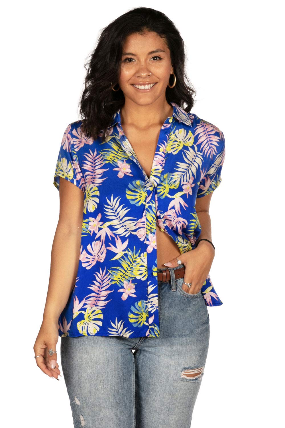 Women's Stylish Summer Tie Shirts - Floral & Patterned Short Sleeve Blouses for Casual Wear, Office & Vacation Outfits