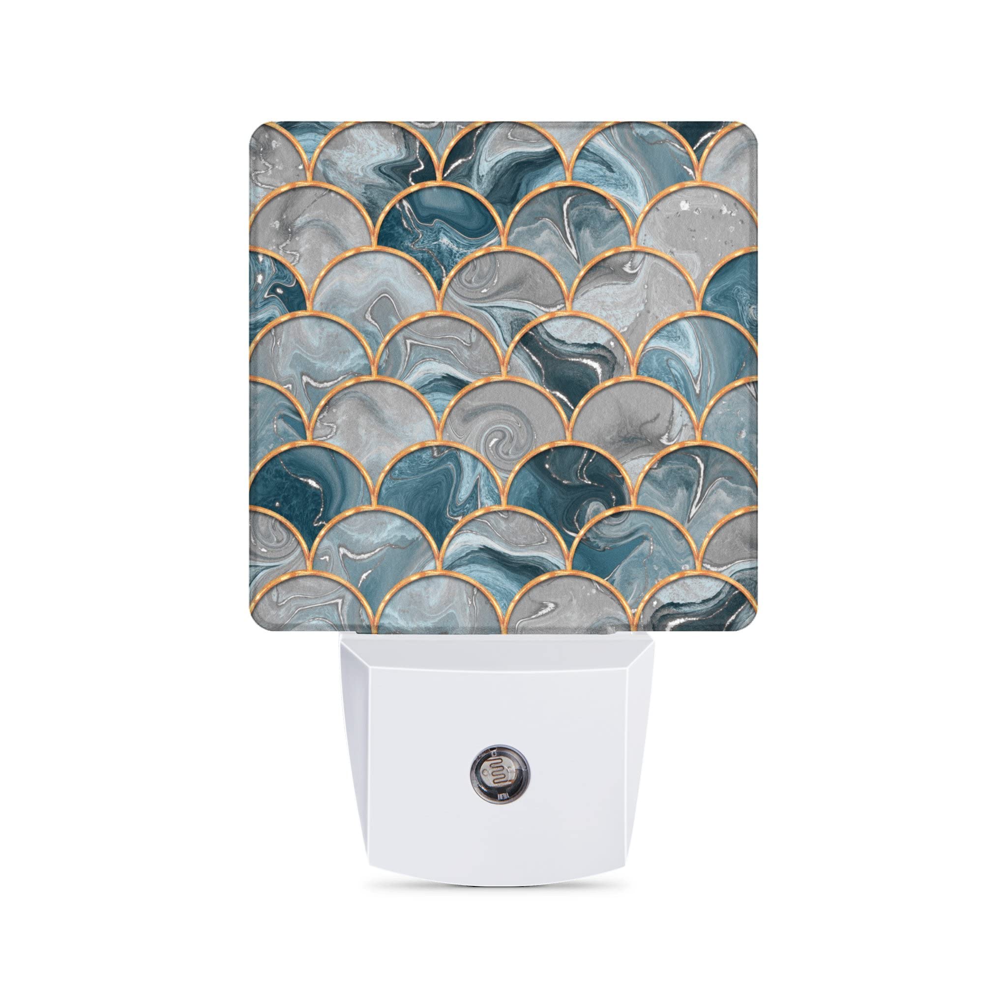 Mermaid Scale LED Night Light Plug-in - Liquid Marble Printed Night Light for Kids & Baby - Wall Projector Nightlight for Bedroom, Bathroom, Kitchen - Perfect for Nursery, Hallway & Nighttime Safety