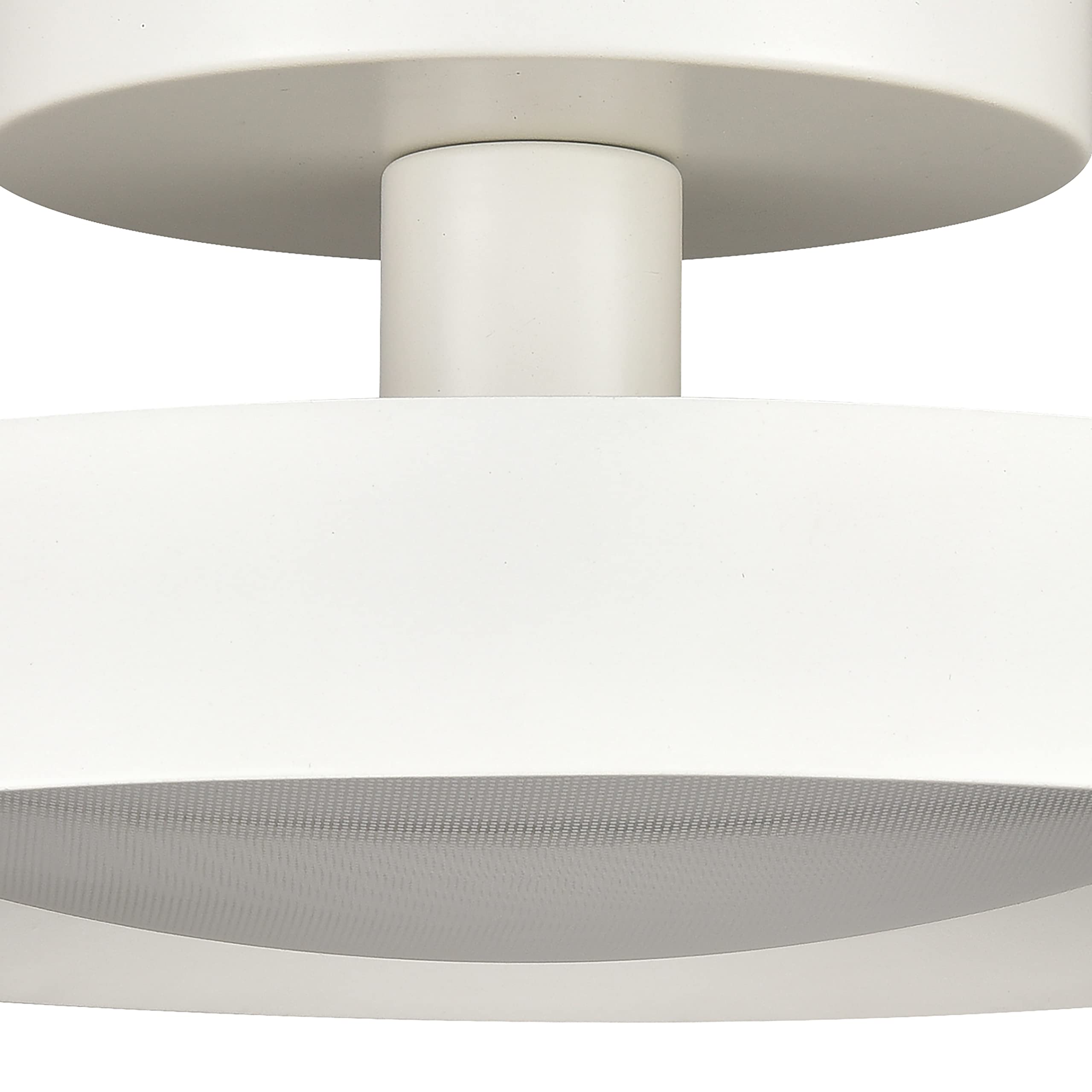 Elk Home Nancy 1-Light Semi Flush Mount Ceiling Light - Matte White Finish with Metal Shade & White Glass Diffuser, Modern Contemporary Lighting for Bedroom, Living Room, Hallway, and Dining Room