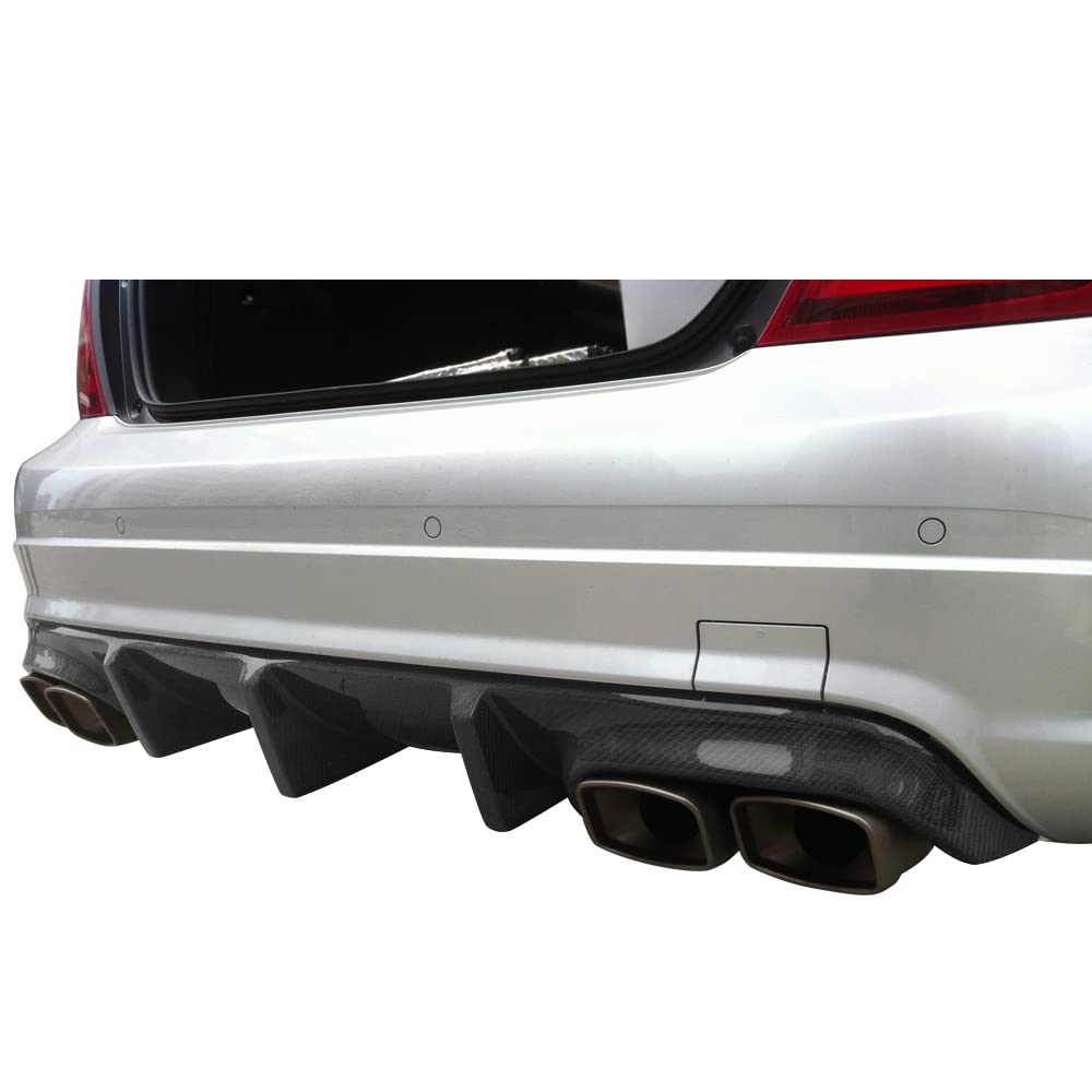 IKON MOTORSPORTS Rear Diffuser for 2008-2011 Mercedes-Benz C Class W204 C63 - TMS Style Carbon Fiber Rear Bumper Lip Spoiler - Enhances Aerodynamics & Sporty Look - Perfect for Street Racing & Car Shows