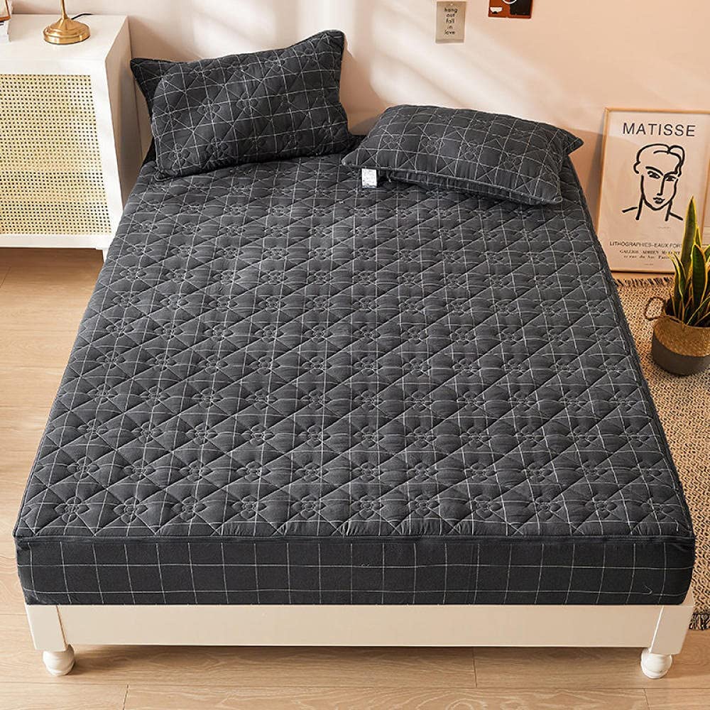 YQJYMFZ Waterproof Mattress Protector with Zipper Closure - 6-Sided Protection, Breathable Mattress Cover for Moving & Storage - Reusable Queen Size (180x200cm+15cm) Black - Perfect for Bedrooms, Dorms, and Guest Rooms