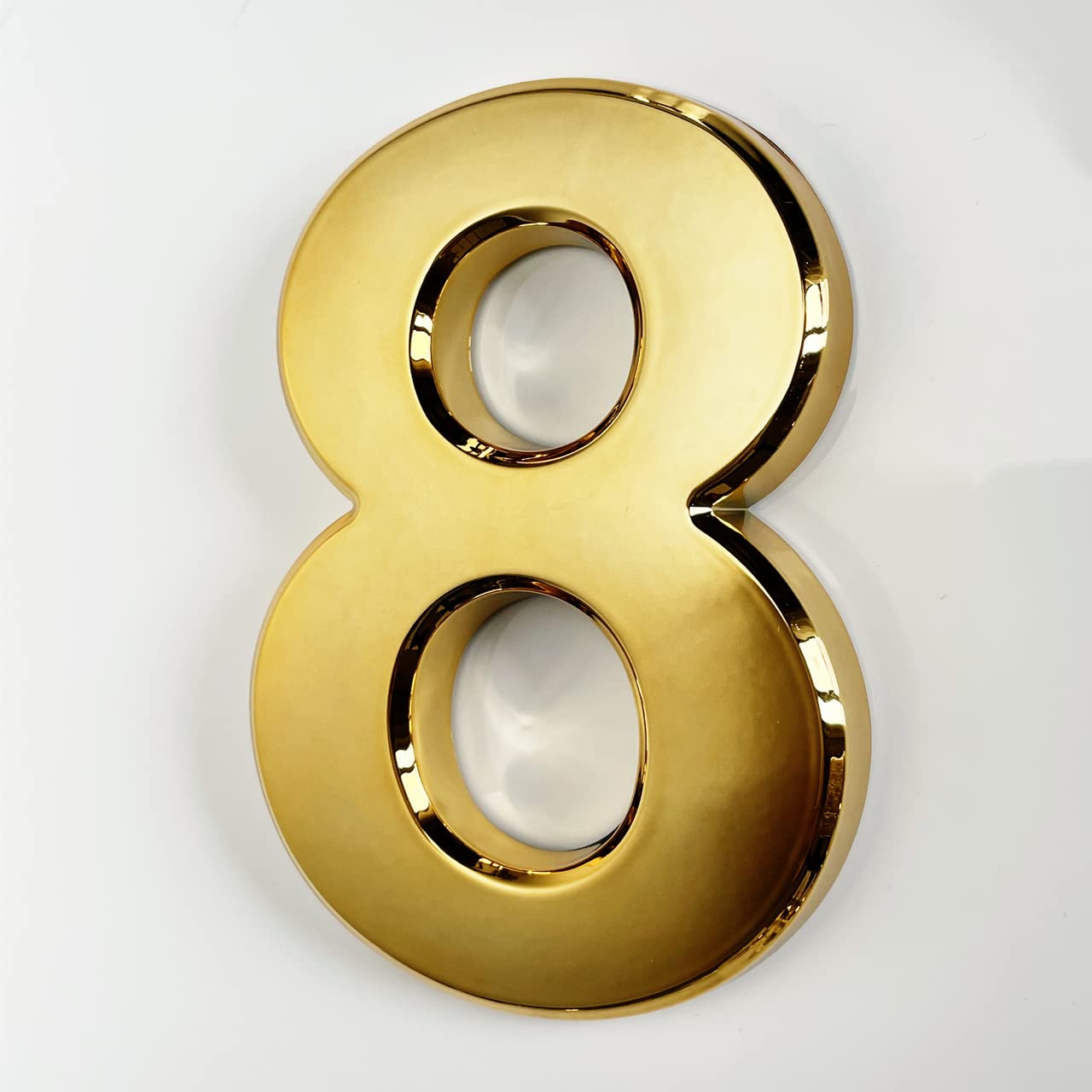 4 Inch Gold Mailbox Number 8 - 3D Address Sticker for House, Apartment, Office - Shiny & Bright for Easy Visibility