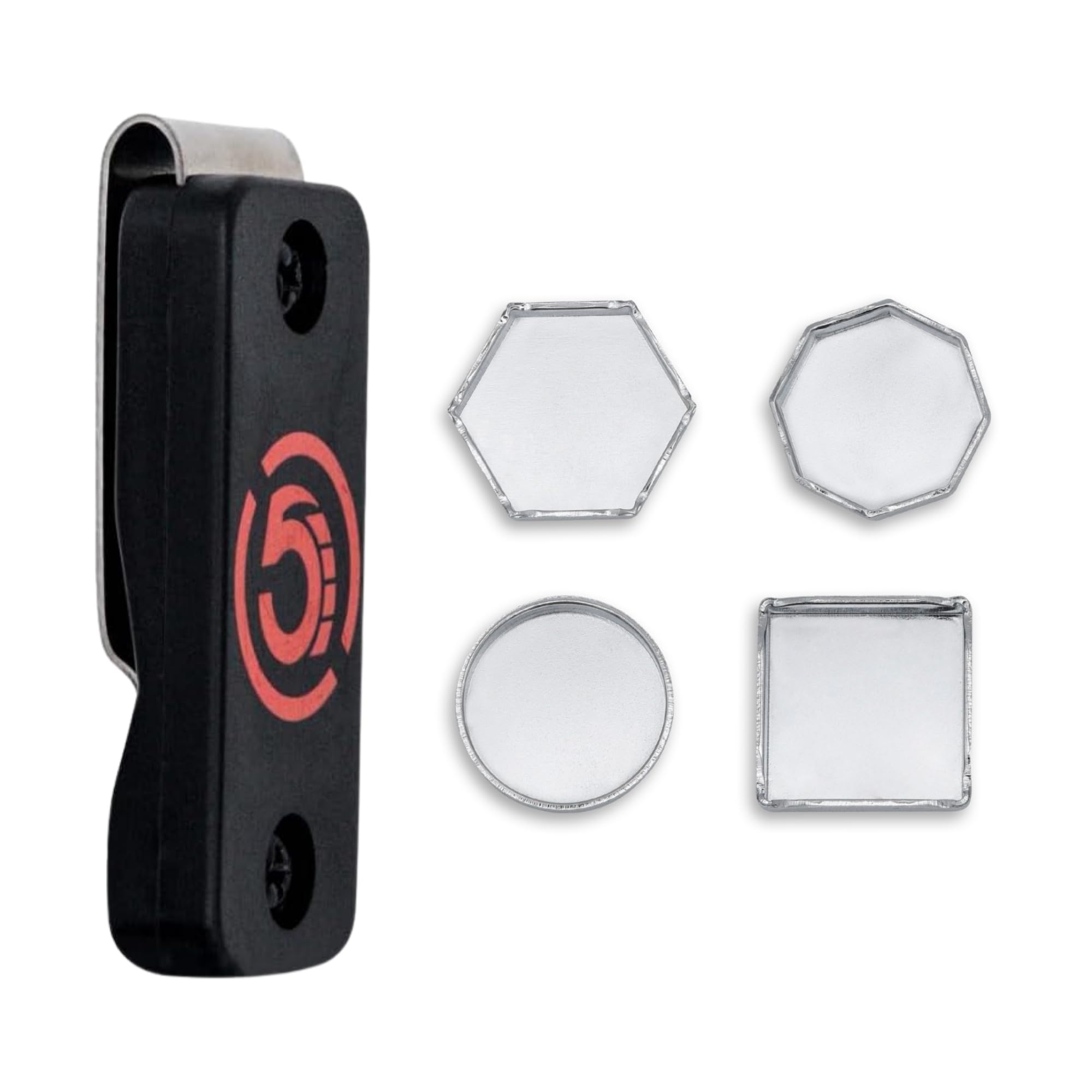 **Cru5h Billiards Magnetic Chalk Holder Belt Clip - Strong Neodymium Magnet for Pool Cue Chalk - Includes Circle, Hexagon, Octagon & Square Holders - Perfect for Billiards, Snooker & Pool Players**
