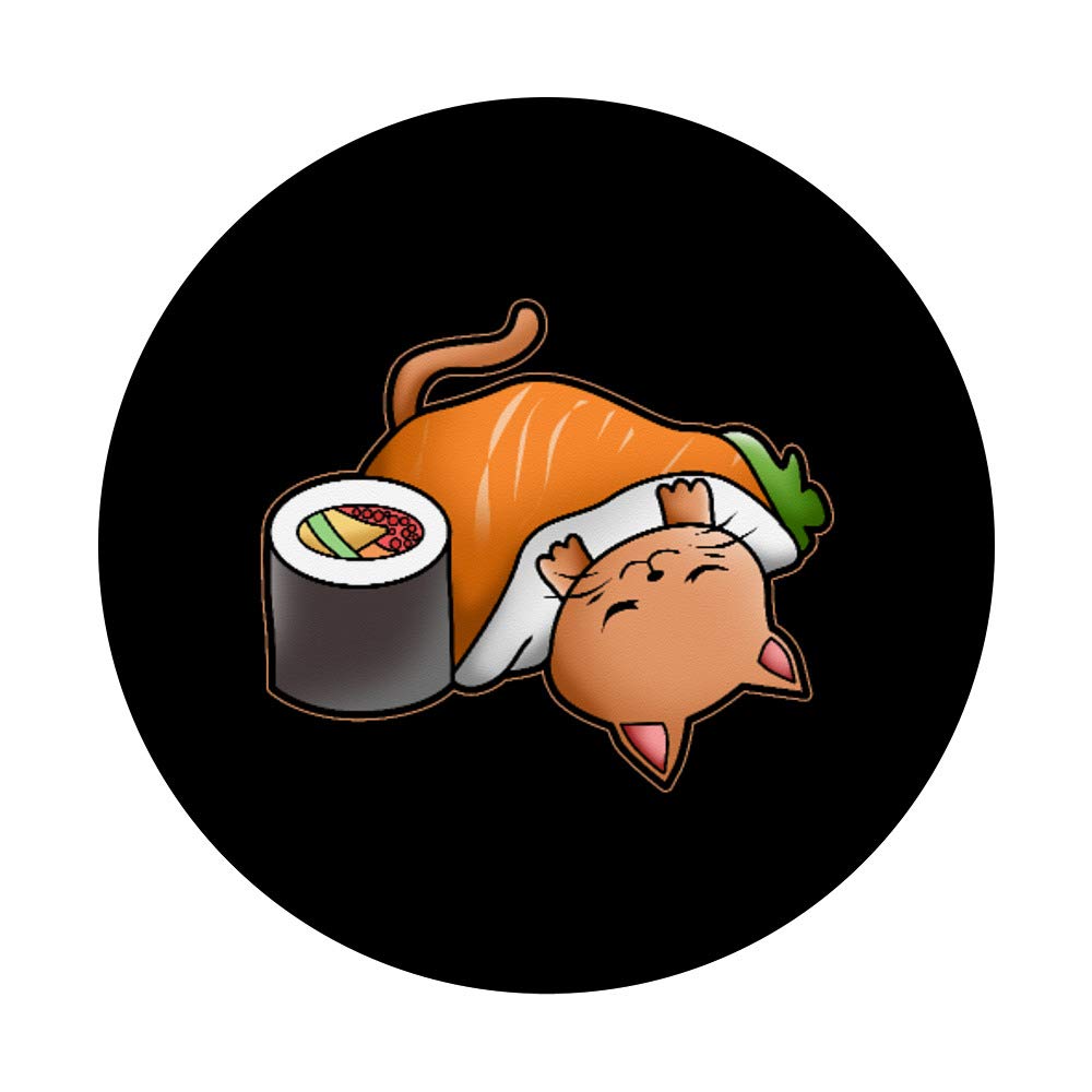 Funny Kawaii Cat Sushi Design Swappable PopGrip for iPhone & Samsung - Cute Gift for Cat Lovers, Perfect for Phone Stand & Grip While Sleeping, Working or Traveling