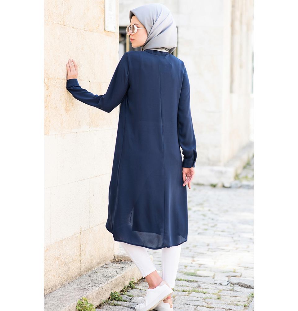 Abaci Simple Tunic Dress for Women - 17TNK9936 Navy Blue Casual Wear for Office, Travel & Everyday Comfort