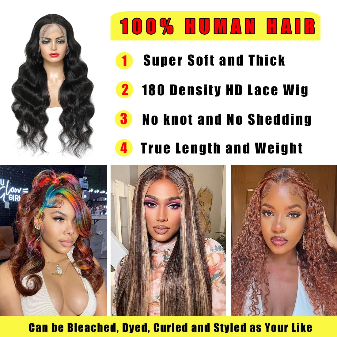 30 Inch Body Wave Lace Front Wigs Human Hair - Pre Plucked 180% Density 13x4 HD Transparent Frontal Glueless Wig with Baby Hair & Natural Hairline - Perfect for Black Women | Everyday Wear, Parties, Cosplay & Special Occasions