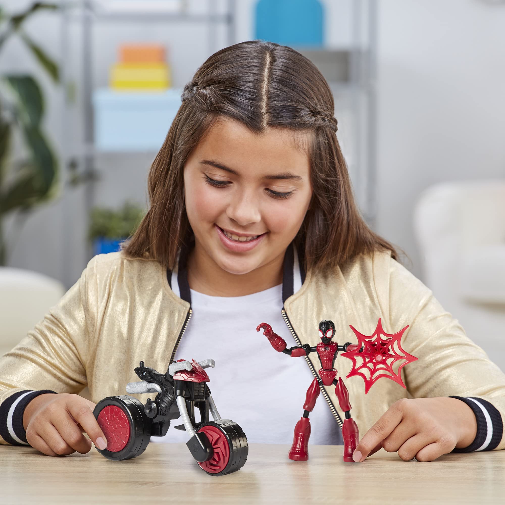 Spider-Man Marvel 6-inch Bend & Flex Action Figure with 2-in-1 Motorcycle - Flexible Superhero Toy for Kids Ages 4+ | Role Play, Collectible Gift & Marvel Adventure Play