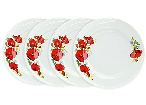 CarteRE 4-Piece Porcelain Dinner Plate Set - 24cm Elegant White Dinnerware for Home, Restaurant & Party Use - Perfect for Daily Meals, Entertaining & Special Occasions