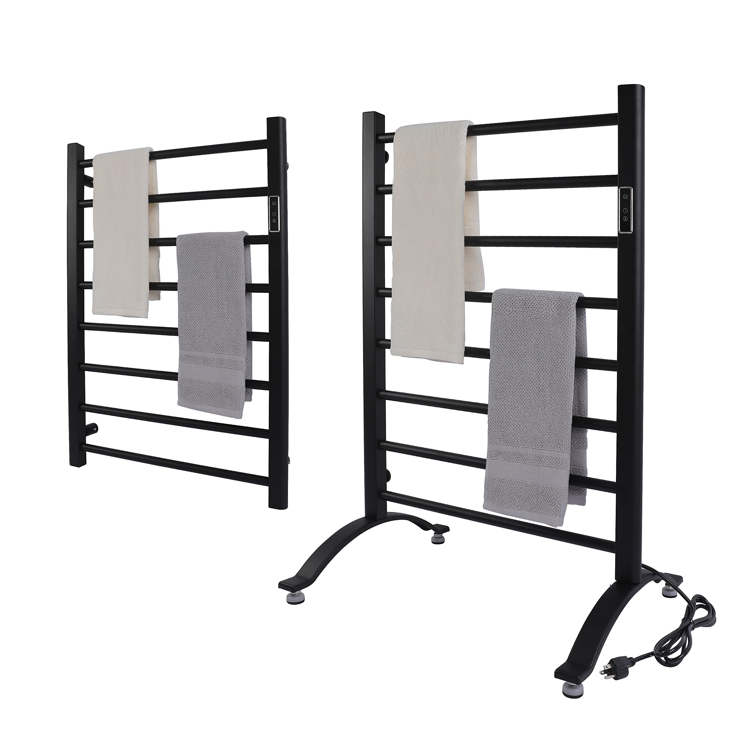 DELAVIN Electric Heated Towel Rack Warmer - 8 Bar ETL Certified Towel Heater for Bathroom | Wall Mount or Freestanding | Matte Black Steel Design | Perfect for Spa, Luxury Hotels & Cozy Home Bathrooms
