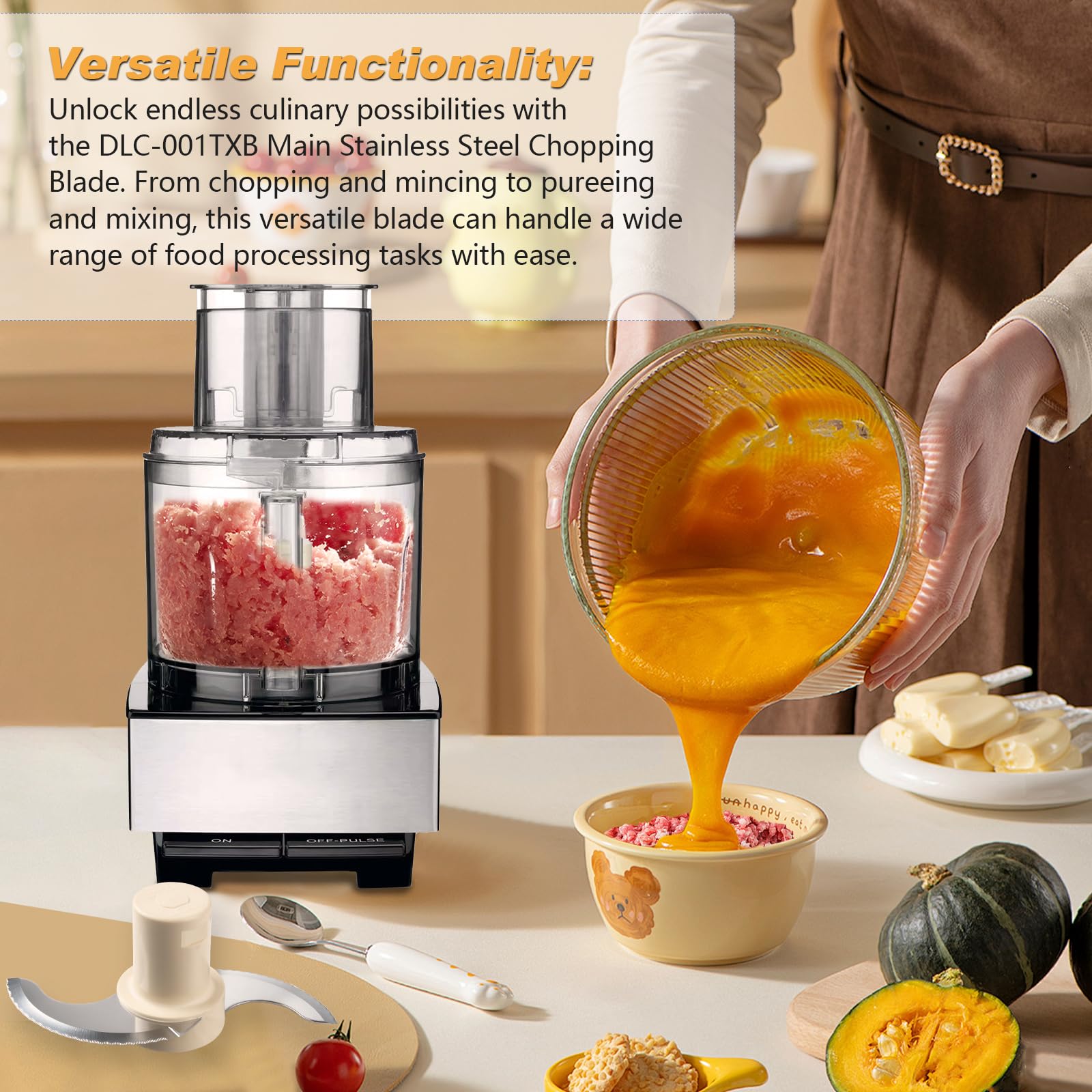 Original Title: DLC-001TXB Food Processor Main Stainless Steel Chopping Blade, Replacement Cuisinart Food Processor Blade | Cuisinart food processor replacement parts for 14 Cup Model   Optimized Title: **Cuisinart 14-Cup Food Processor Replacement Stainless Steel Chopping Blade - DLC-001TXB - Compatible with 14 Cup Models - Perfect for Chopping, Slicing & Food Prep**