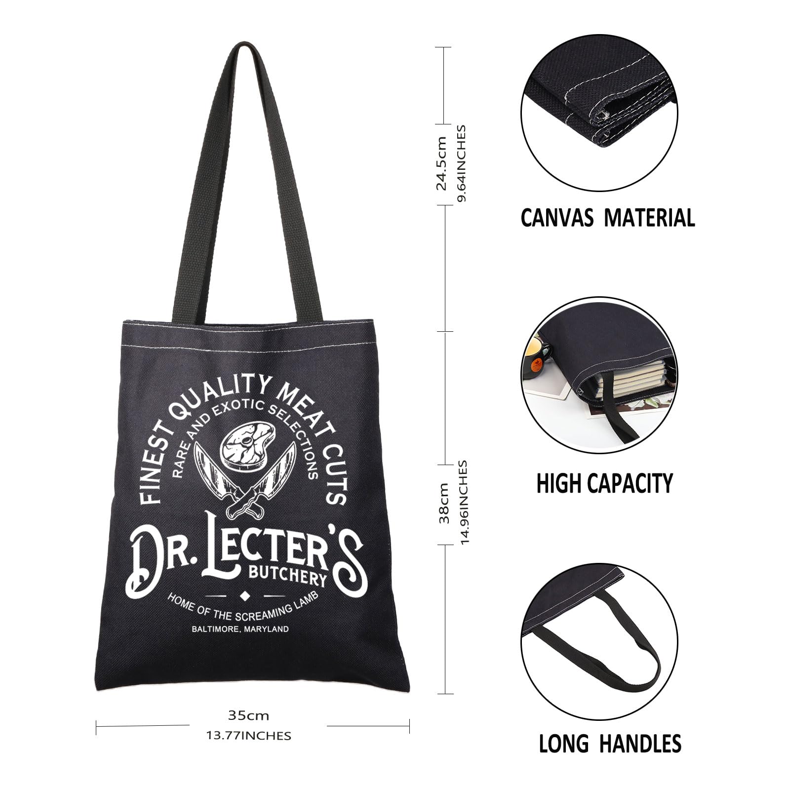 G2TUP Hannibal Lecter Inspired Reusable Canvas Tote Bag - Movie Fan Gift, Eco-Friendly Shopping Bag for Groceries, Books & Daily Use