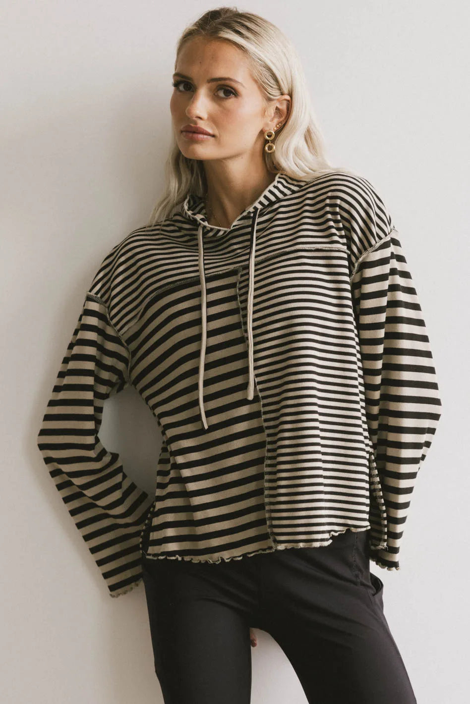 Libby Striped Hoodie for Women - Soft Cotton Pullover Sweatshirt with Kangaroo Pocket | Casual Loungewear, Fall & Winter Fashion, Outdoor Activities
