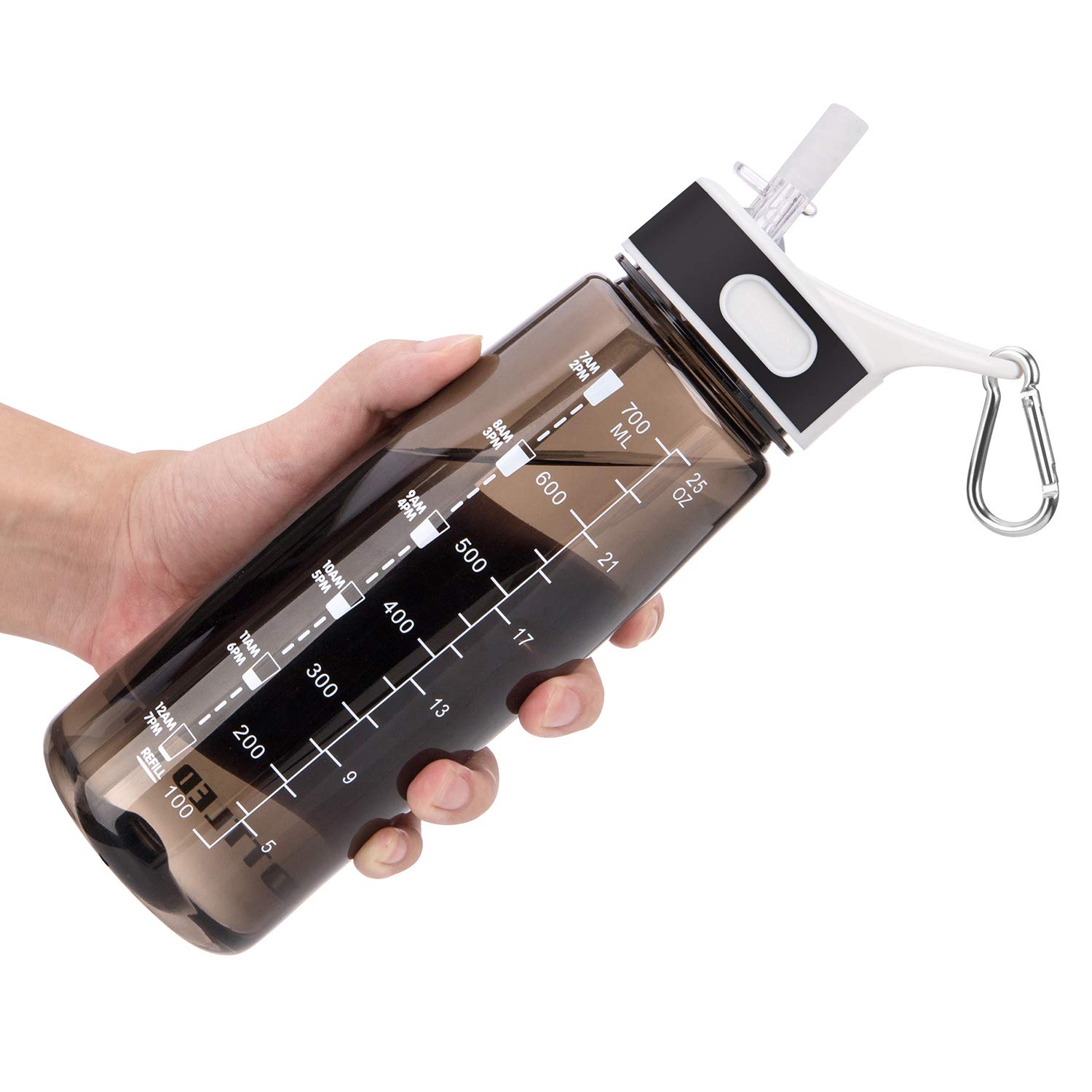 800ML BPA-Free Sports Water Bottle with Straw & Handle - 28oz Reusable Hydro Jug for Fitness, Hiking, Camping - Wide Mouth, Dishwasher Safe - Ideal for Gym, Cycling & Outdoor Adventures (Black)