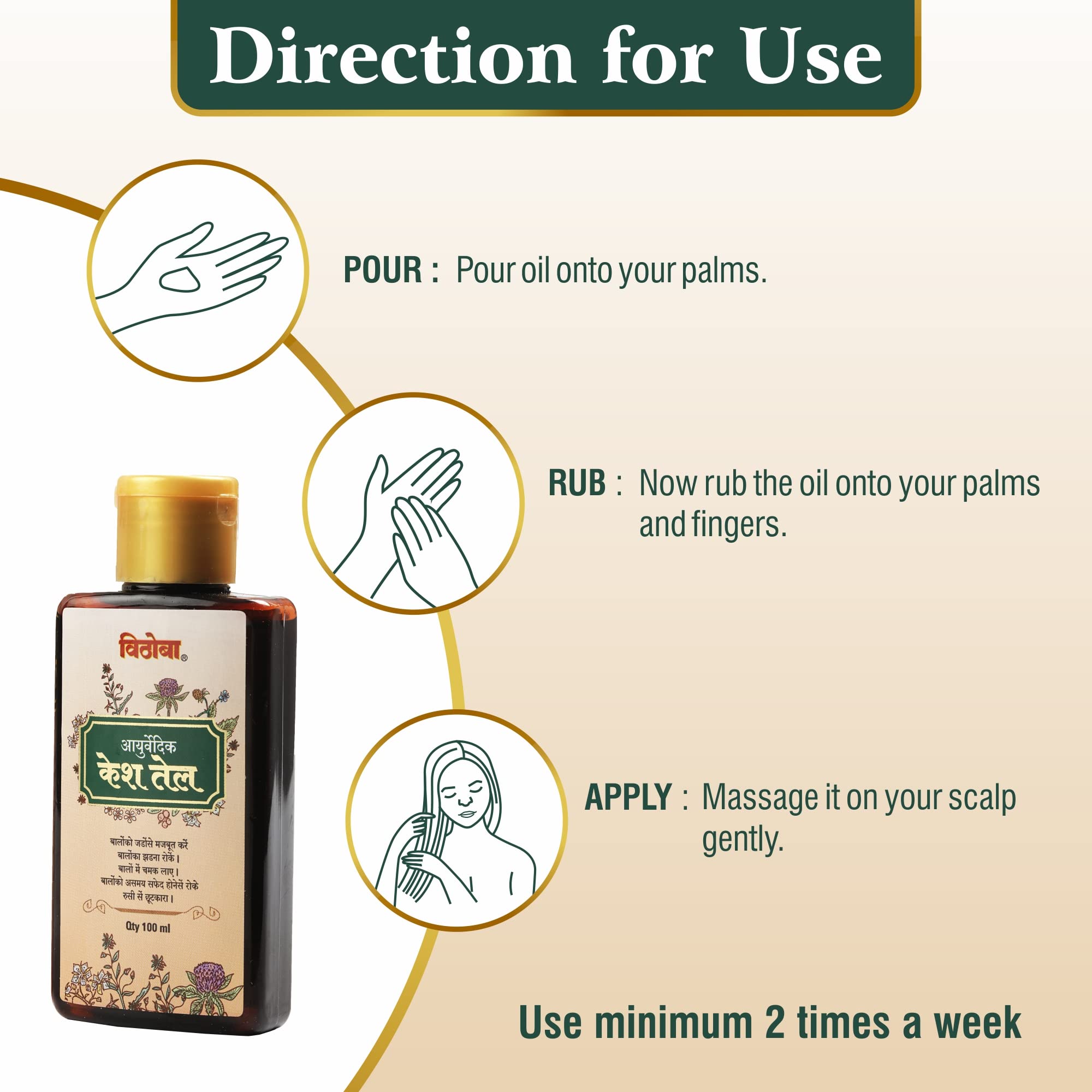 Vithoba Ayurvedic Hair Oil for Men & Women - 100ml | Natural Anti Hair Fall & Hair Growth Treatment | Strengthens, Softens & Thickens Hair | Perfect for Daily Scalp Massage & Hair Care Routine