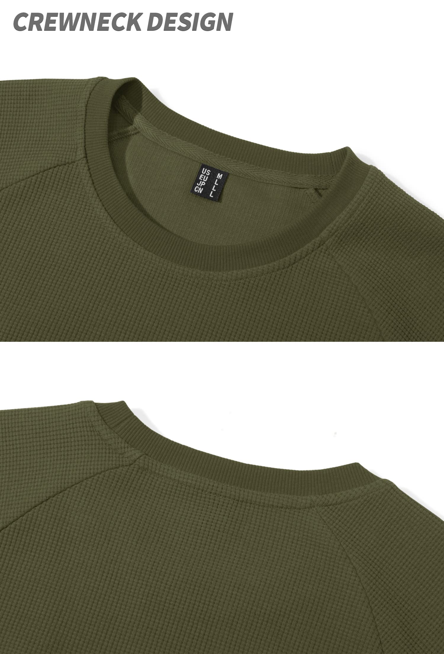 TACVASEN Men's Waffle Knit Crewneck Sweatshirt - Lightweight Long Sleeve Pullover for Casual Wear | Perfect for Outdoor Activities, Lounge & Everyday Comfort