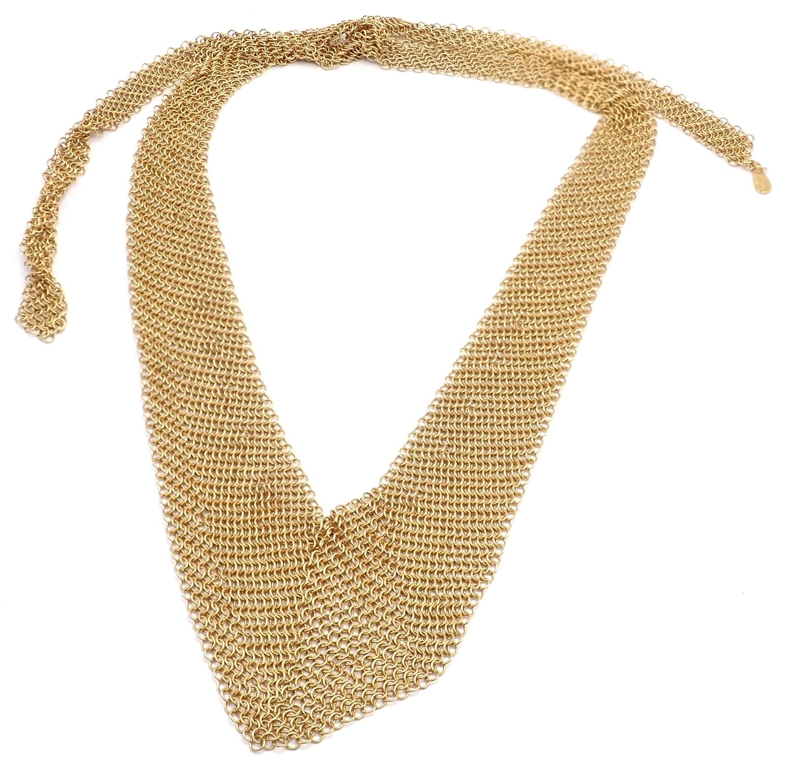 Authentic Tiffany & Co Peretti 20k Yellow Gold Mesh Bib Scarf Necklace - Vintage Luxury Jewelry for Women, Perfect for Weddings, Parties & Special Occasions