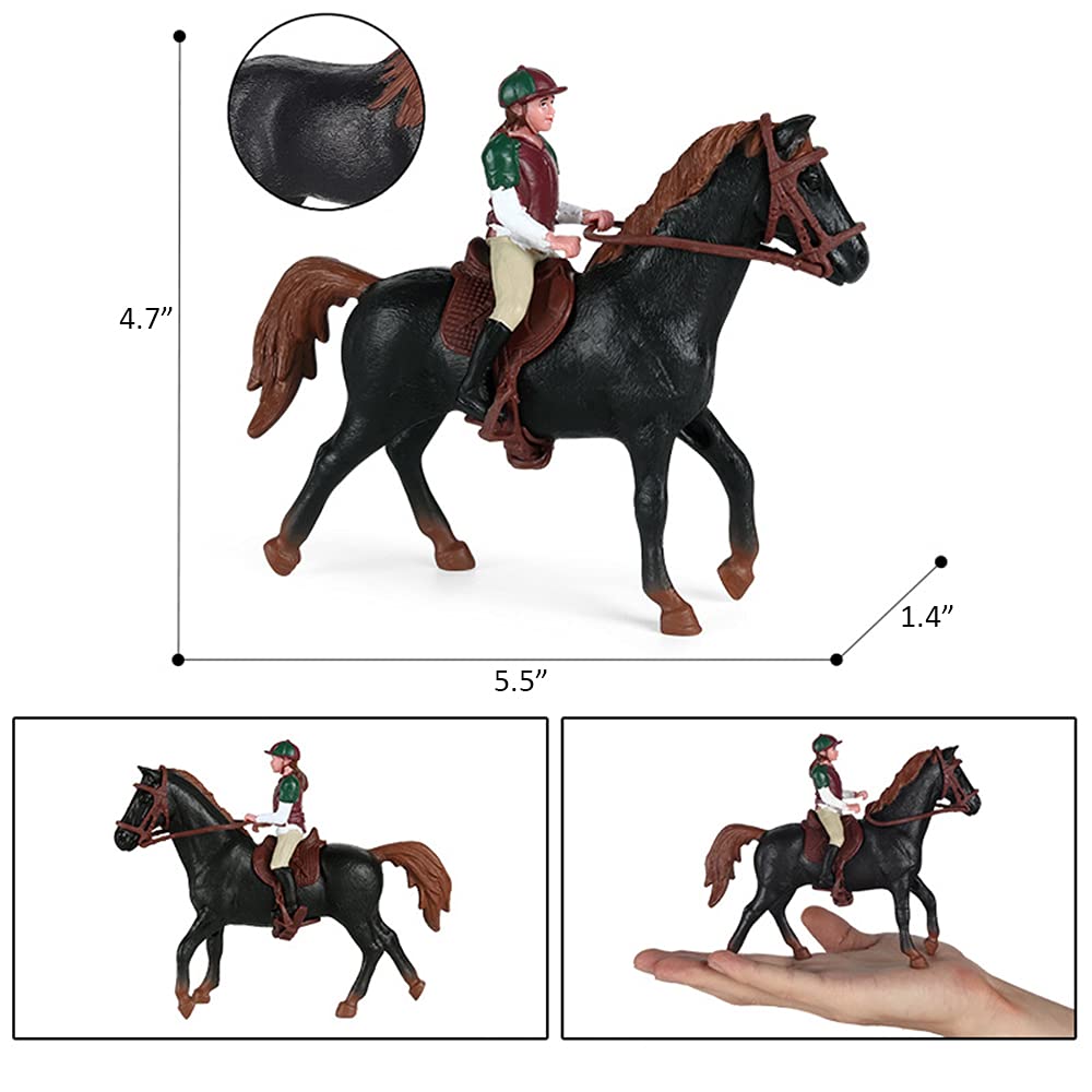 RCOMG Western Rodeo Horse Toys Playset with Cowboy & Horse Figurines - Farm World Horse Club Rider Set for Kids | Perfect for Pretend Play, Cowboy Adventures & Farm Animal Collections