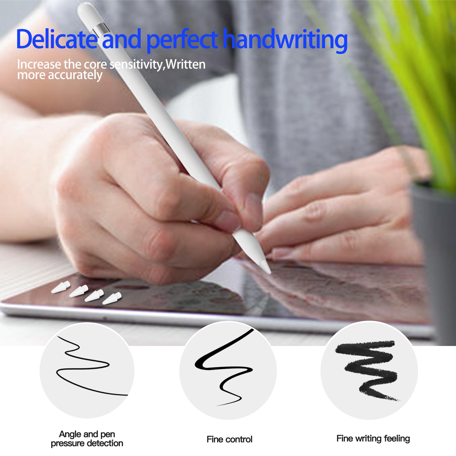 Apple Pencil Tips Replacement for 1st & 2nd Generation - 4 Pack White Nibs Compatible with iPad Pro - Perfect for Drawing, Note Taking & Digital Art