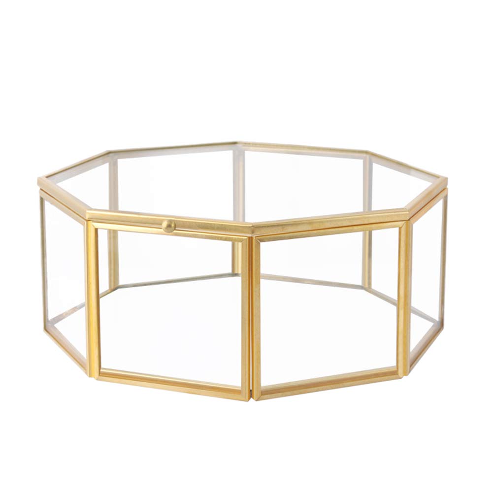 Luxury Eternal Flower Ring Box - Wind Light Polygon Design with Copper Glass for Wedding Jewelry Storage | Perfect for Engagement Rings, Proposal Gifts & Bridal Accessories
