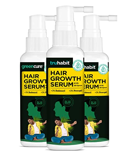 TruHabit Redensyl Hair Growth Serum for Men - 3% Redensyl & 3% Procapil Formula | Hair Fall Control & Regrowth Treatment | Non-Oily Spray Solution (60ml x 3 Pack, 3500g) | Daily Use for Thicker, Healthier Hair at Home or Travel