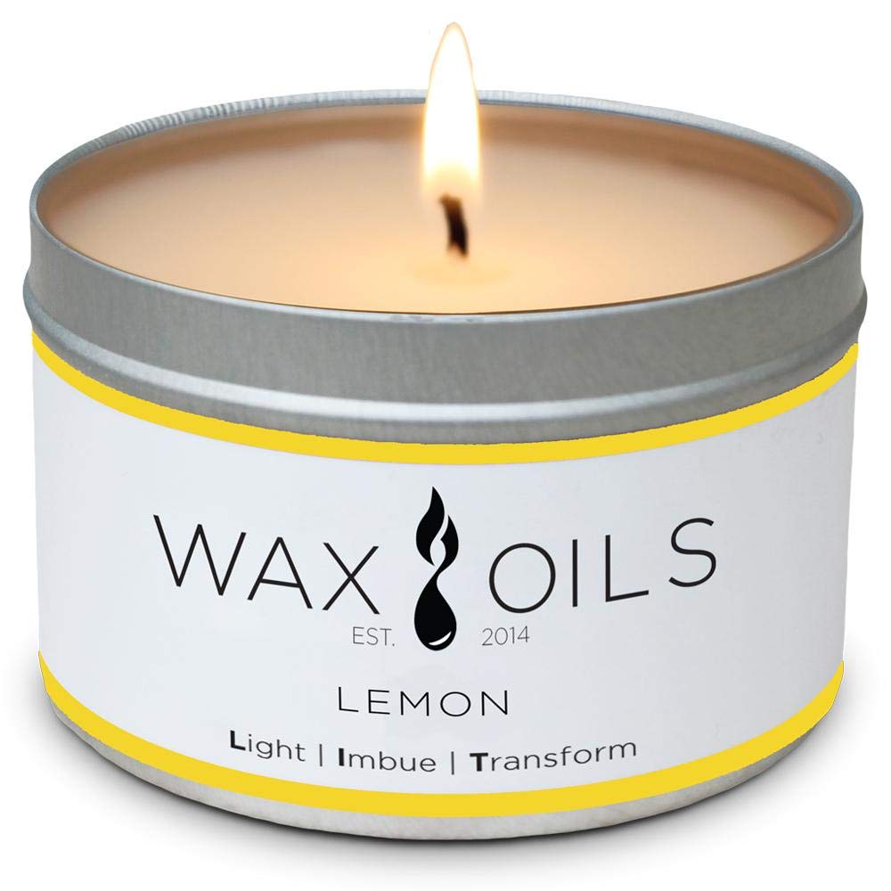 Soy Wax Aromatherapy Scented Candle - 8oz Lemon Scent for Relaxation, Meditation & Home Decor | Natural Soy Wax Candle with Essential Oils | Perfect for Living Room, Bedroom & Spa