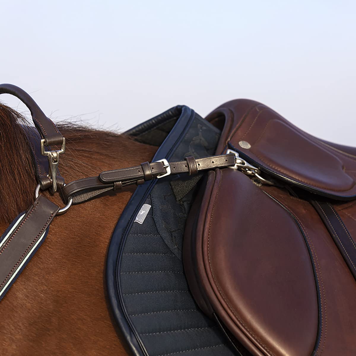 Rambo Micklem 3-Point Horse Breastplate - Pony Size, Brown | Secure & Comfortable Fit for Trail Riding & Dressage