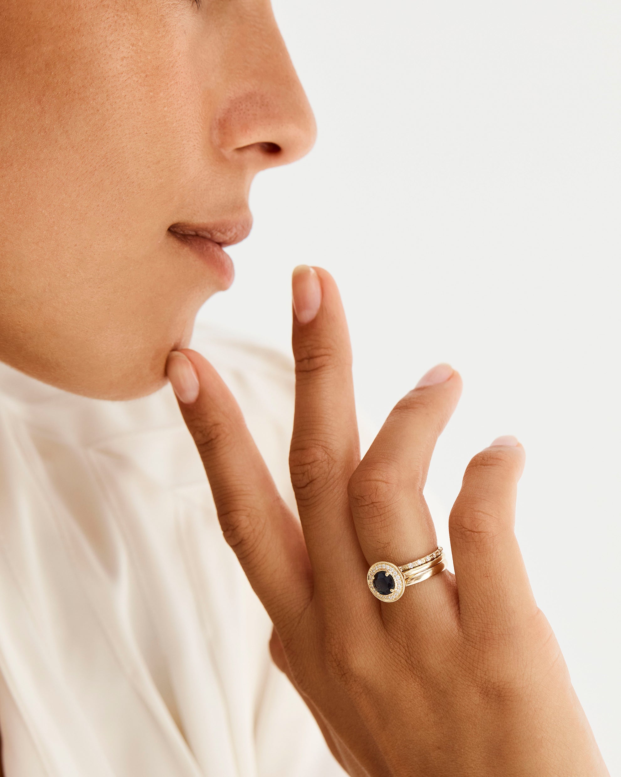 Elegant Cascade Square Profile Wedding Ring with Diamonds - Perfect for Engagement, Anniversary & Bridal Jewelry Gifts