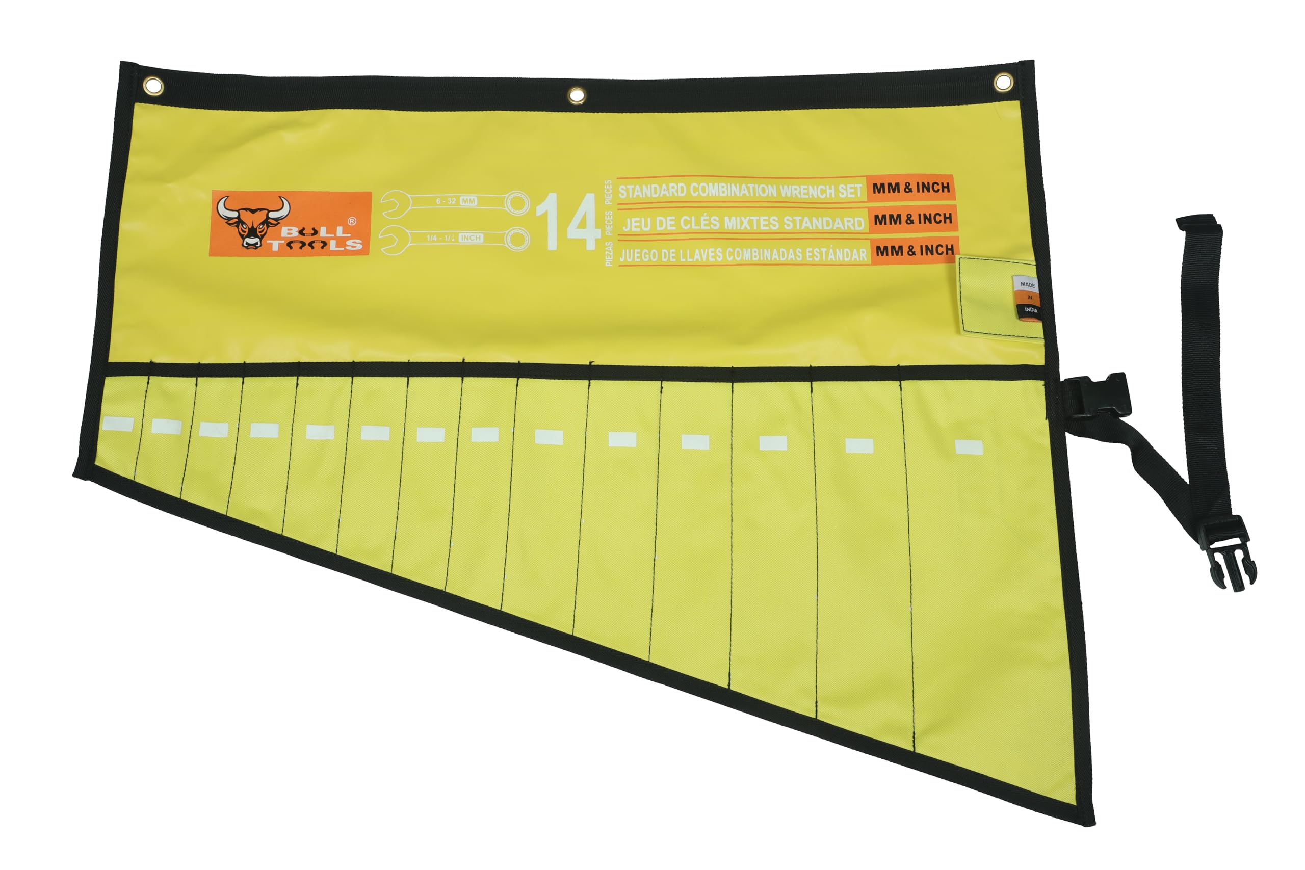 Heavy-Duty Roll-Up Tool Bag - 14 Pocket Wrench Organizer | Waterproof Canvas Pouch for Mechanics & DIYers | Workshop & Job Site Use