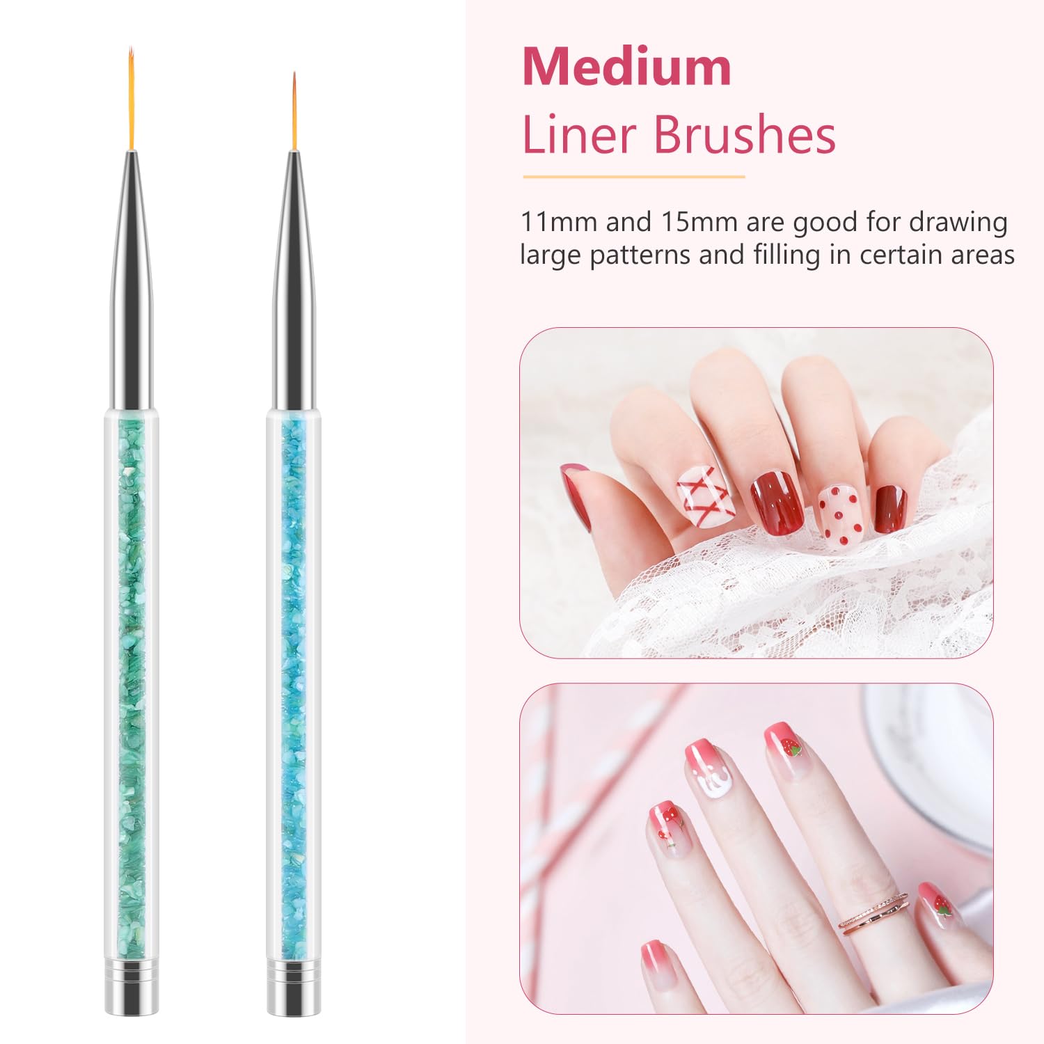 TEOYALL Nail Art Brushes Set - 7/9/11/15/20mm Fine Striping & Precision Detail Drawing Brushes for Professional Nail Design - Perfect for Salon, DIY Manicure & Nail Art Enthusiasts