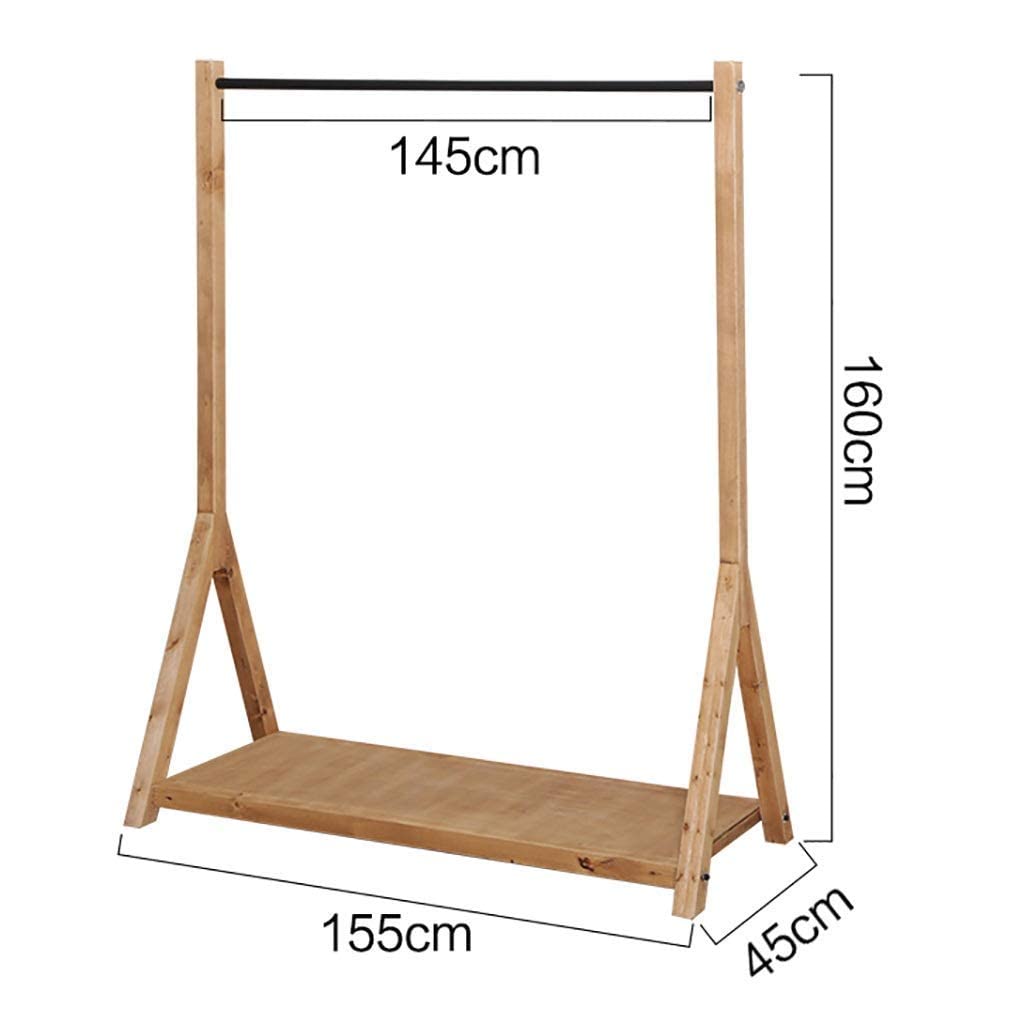 Solid Wood Coat Rack - Heavy Duty Clothes Stand for Bedroom, Balcony & Clothing Stores | Multi-Functional Garment Hanger Display for Men & Women's Wardrobe Organization