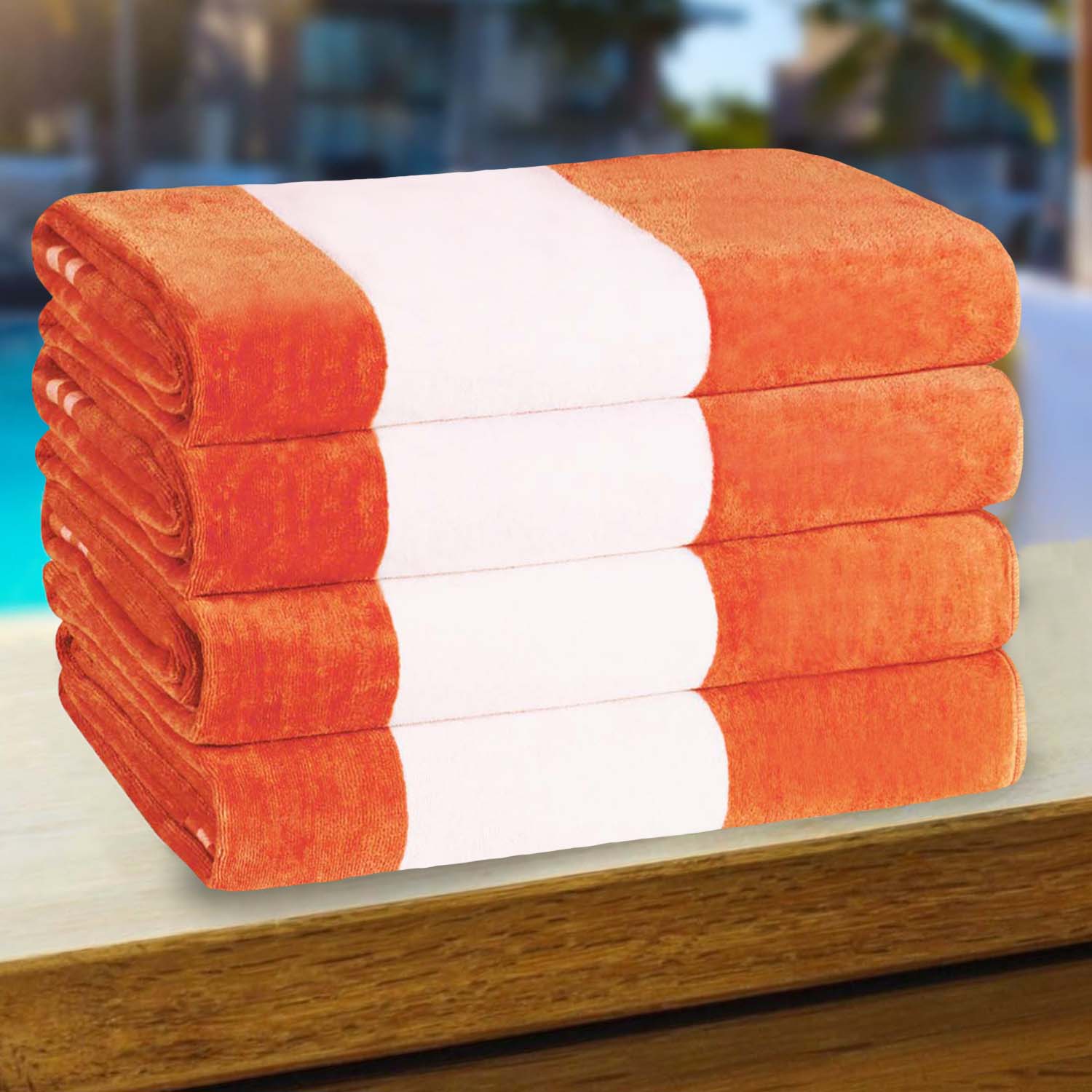 Premium Cabana Stripe Oversized Cotton Beach Towel Set of 2, 4, or 6 - Soft, Absorbent & Quick-Drying for Pool, Beach, Vacation & Spa Use