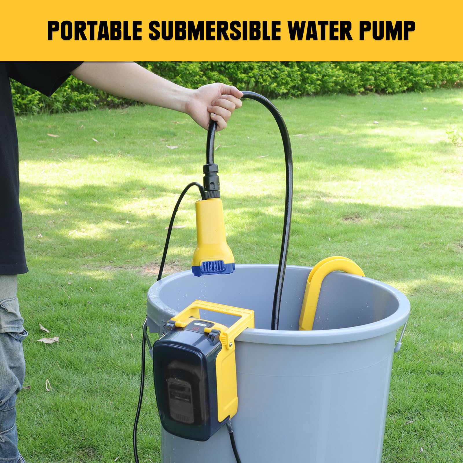 **Mellif 80W Cordless Submersible Water Pump - Compatible with Dewalt 20V Battery, 475GPH Portable Utility Pump for Rain Barrel, Pool, Garden Pond, Basement - Ideal for Water Transfer, Drainage & Emergency Flooding (Tool Only)**
