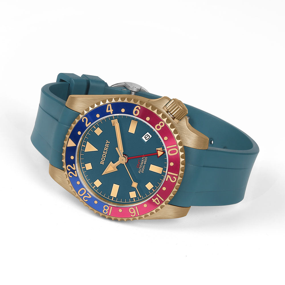ADMIRAL GMT 200M Waterproof Bronze Automatic Diver Watch for Men - Blue Dial with Date Function | Perfect for Scuba Diving, Swimming & Outdoor Adventures