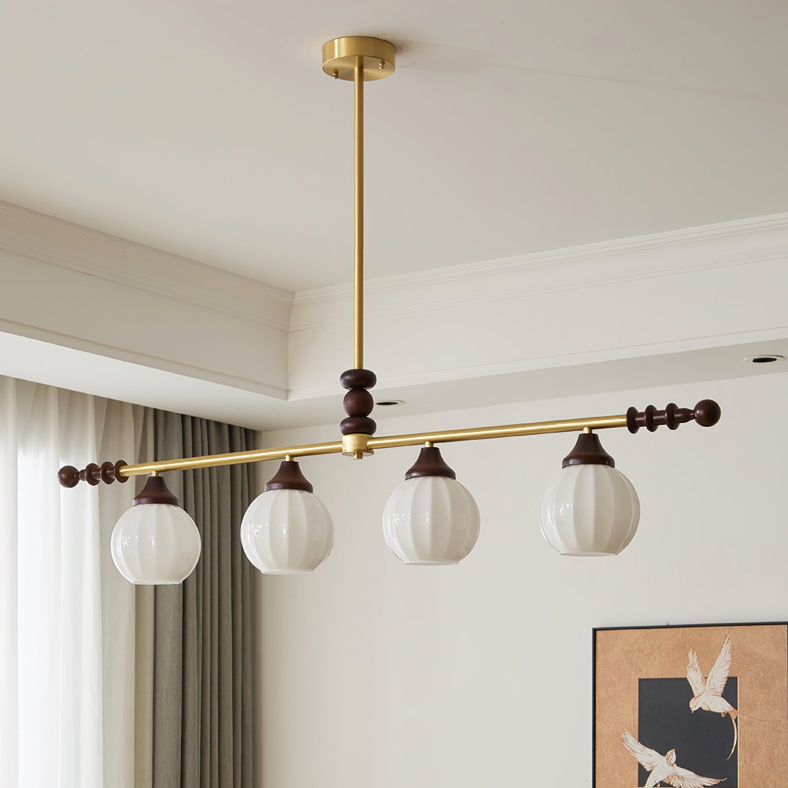 Reya Linear Chandelier - Modern LED Pendant Lighting Fixture for Dining Room, Kitchen Island, and Living Room Decor
