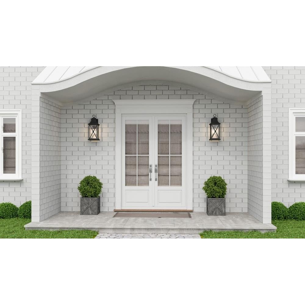 1 Light Large Outdoor Wall Lantern - Black Weatherproof Exterior Light Fixture for Porch, Patio & Garage - 71-Bel-4532407 - Perfect for Home Entryway Lighting & Nighttime Security