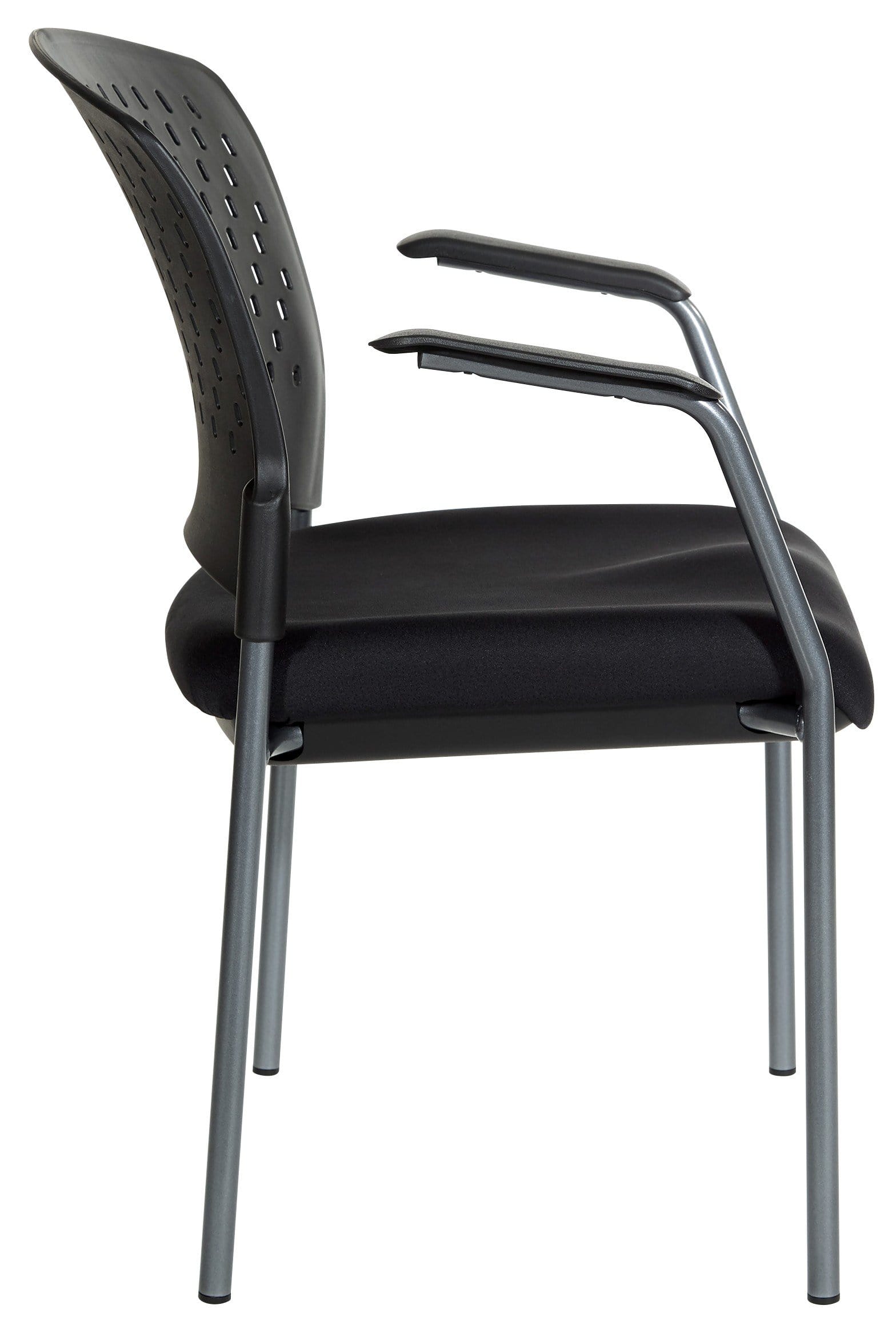 Pro Line II Titanium Finish Black Stacking Chair with Arms [8610 30] - Durable Metal Folding Chairs for Office, Conference, Banquet & Outdoor Events