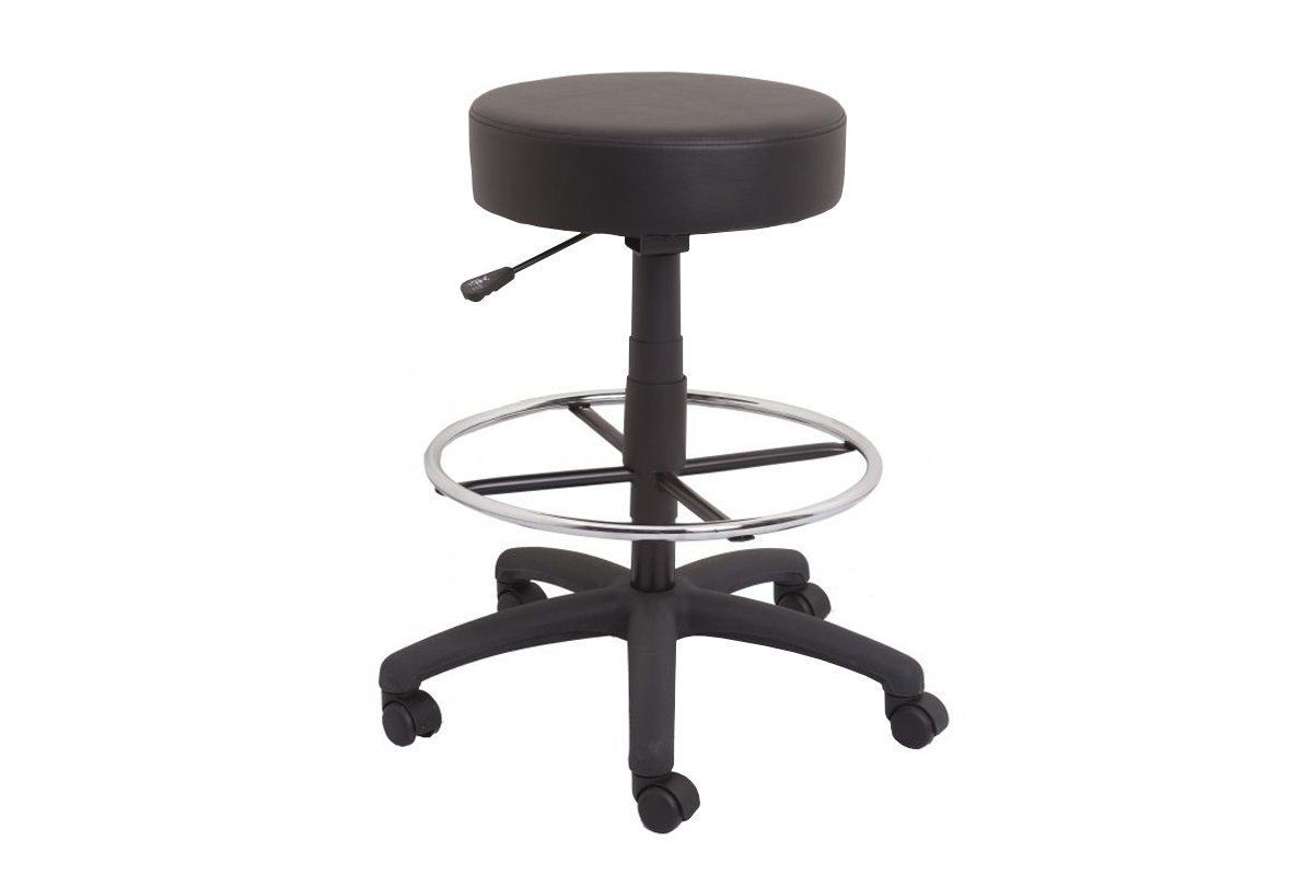 Heavy Duty Industrial Padded Stool - Adjustable Height Workshop Stool with Steel Frame & Cushioned Seat - Perfect for Garages, Workshops, and Home Offices