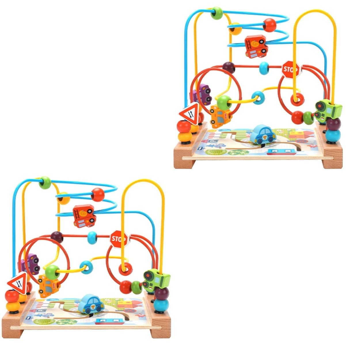 ibasenice 2 Pcs Wooden Bead Maze Roller Coaster Toy - Montessori Abacus Activity Cube for Toddlers & Kids - Educational Learning Toy for Counting & Fine Motor Skills - Perfect for Preschool Classroom, Daycare & Home Play