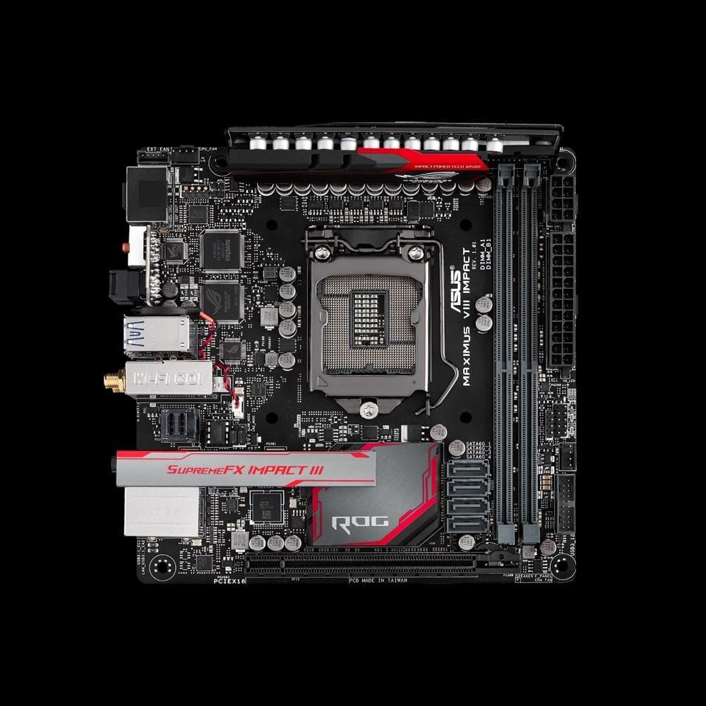 ASUS MAXIMUS VIII IMPACT Z170 Mini ITX Gaming Motherboard - LGA 1151 Socket, DDR4, M.2 Support - Perfect for Compact Gaming PC Builds & High-Performance Systems