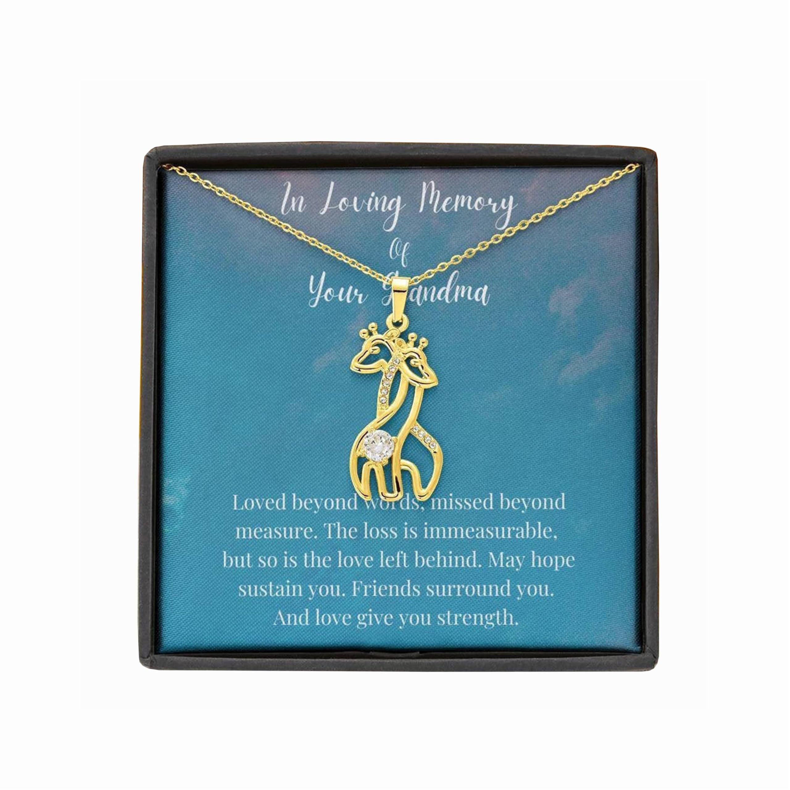 Handmade Giraffe Necklace - Personalized Memorial Gift for Grandma - White & Gold - Custom Size - Perfect for Remembrance & Comfort