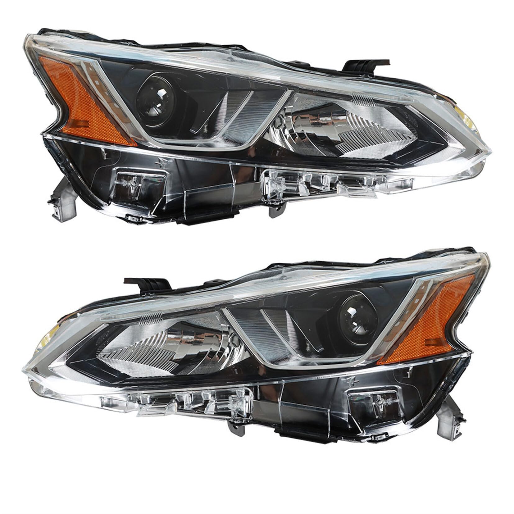 2019-2020 Nissan Altima Left & Right Halogen Headlights - Chrome Projector Headlamp Assembly Replacement - Perfect for Night Driving & Foggy Conditions